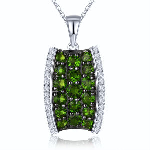 Genuine 3 Carats Silver Pendant 925 Original Natural Chrome Diopside Garnet Pendant Garnet Birthstone Jewelry Women Fashion Pendant Red Stone Pendant Jewelry