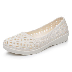 [Free Shipping] Womens closed-toe sandals with mesh hollowed-out design breathable flat heel soft sole lightweight closed-back kitchen work shoes water-resistant clogs