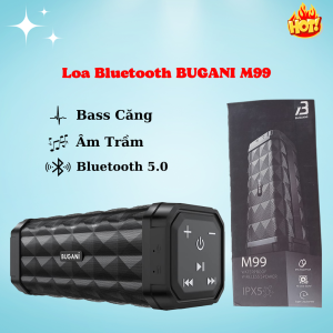 Loa Bluetooth Di Động Bugani M99 – Loa Nghe Nhạc Bass Mạnh Âm Trầm Siêu Hay Phạm Vi Không Dây 100FT Hỗ Trợ AUX/TF/SD Nghe Nhạc Dã Ngoại Cao Cấp Chống Nước Tiêu Chuẩn IPX5 Chống Bụi Mic Tích Hợp Âm Thanh Nổi Bảo Hành 12T