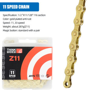 ThinkRider Bike Chain 6 7 8 9 10 11 12 Speed Velocidade Electroplated Silver Bicycle Chain Mountain Road Bike MTB Chains Part 116 Links