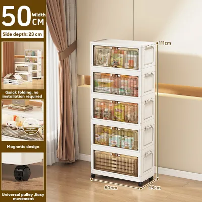 New Folding Storage Cabinet 50cm Transparent Foldable Snack Storage Cabinet