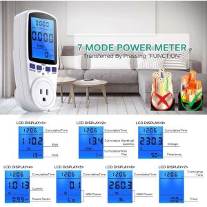 63A Digital Watt Power Meter Electric Monitor US 220V PlugSocket Voltage Wattmeter Power ConsumBackligh
