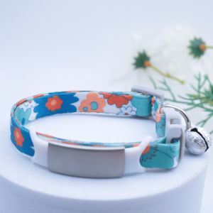 [Khắc miễn phí] 16 màu sắc tùy chỉnh mèo cưng ID cổ áo với chuông điều chỉnh chân họa tiết hoa cúc in xương phụ kiện khóa