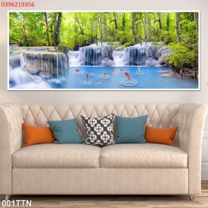 Tranh thác nước 3d phong thủy gạch men ốp tường