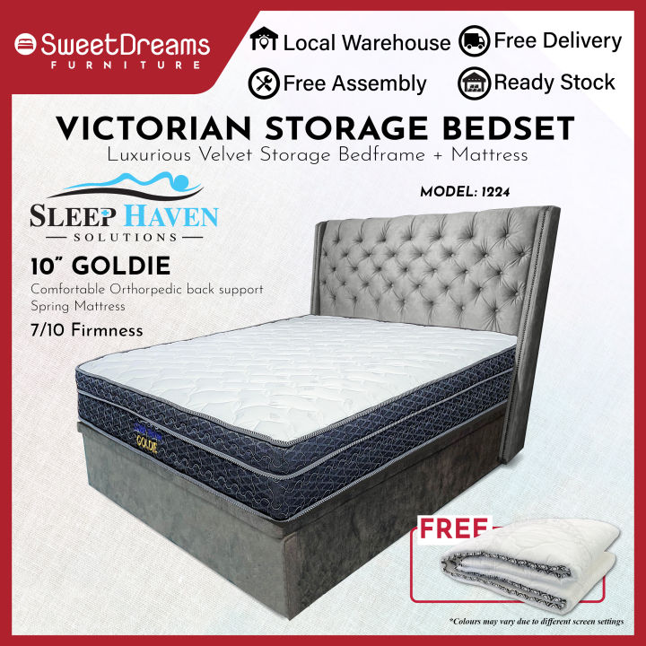 Victorian Bed Frame 1224 Frame + 10" Mattress Bundle Package Single