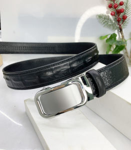 Thắt lưng nam dây nịt khóa tự động da bò thật dập vân cá sấu bản dây 35cm siêu chất