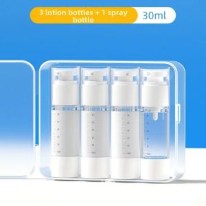 NO4 PANDA Leak Proof Travel Refillable Bottles Set Reusable Transparent Vacuum Press Pump Bottles Lightweight Labels Lotion Spray Bottle Cosmetics