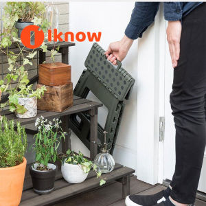 I Know เก้าอี้บันไดพับได้เก้าอี้พลาสติกแบบพับได้เก้าอี้ขั้นตอนในห้องครัวไม่ลื่นเก้าอี้เตี้ยพับได้สำหรับผู้ใหญ่เก้าอี้พลาสติกสำหรับก้าวเหยียบสีดำสีเขียวสีขาว