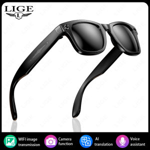 LIGE 800W Pixel AI Smart Camera Glasses Bluetooth Call Micro Music Video Recorder Gradient Smart Sunglasses