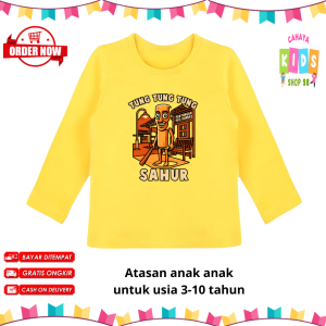 Atasan Anak Lengan Panjang Motif Tung Tung Sahur Untuk Usia 3-10 Tahun