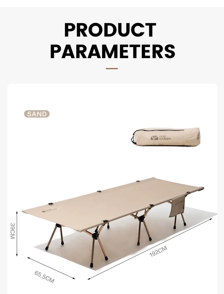 MOBI GARDEN Camping Bed Cot Aluminum Foldable Portable Lightweight Marching  Bed Lunch Break Single Folding Bed Outdoor