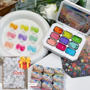 FenHuan Xiaoying Jiugongge ใหม่ Solid Blush ภาพวาดอิ่มตัว Smudge Gradient ฟรี Line ยาทาเล็บเล็บชุดเล็บฟองน้ำ เจลแตะแตะ