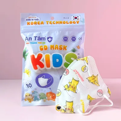 Khẩu trang trẻ em 6D Kids An Tâm [COMBO 50 cái] dành cho bé 3-12 tuổi kháng khuẩn hàng chính hãng công ty