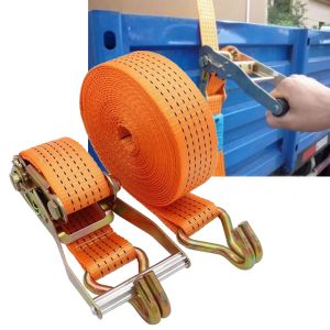10M Cargo Rope Cargo Strap 4cm Heavy Duty Adjustable Ratchet Cargo Tie Down Strap Luggage Belt Tow Rope Tali Metal Buckle Ratchet Tie-Down Lashing Belt Car motor Tow Rope