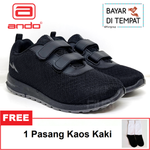 FIURI - Ando - BSC 51 VELCRO 29-38 FULL HITAM - Sepatu Kets Wanita-Sepatu Sneakers Wanita-Sepatu Olahraga Sport Wanita-Sepatu Casual-Sepatu Jogging Lari Fitness Gym Senam Wanita-Sepatu Anak Perempuan Cewek-Sepatu Sekolah Bertali SD SMP SMA