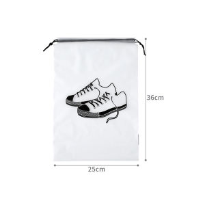 10pcs Frosted Drawstring Shoe Bag / Portable Transparent PE Shoe Storage Bags / Waterproof Moistureproof Organizer Pouch for Travel
