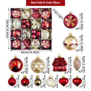 Christmas Decoration 2025 Christmas Tree Ornaments Set Round Baubles Of 40pcs
