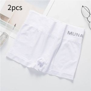 LAZADY 5pcs MUNAFIE Women Safety Pants Solid Color Cotton Mid-Waist Boxer Briefs Seamless Soft Stretch Hip-lifting Panties