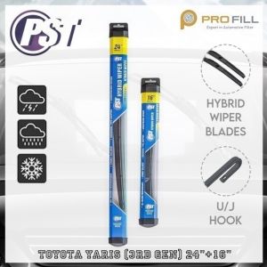 PST Hybrid Wiper Blade Set [Rubber Type] - Toyota Yaris (3rd Gen) Hatchback 2019-Present 24"+16"