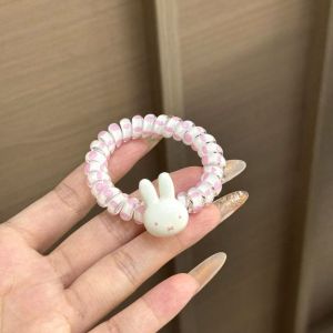 Calcenubes dễ thương hoạt hình thỏ dây buộc tóc với đàn hồi thiết kế xoắn ốc cho phong cách cô gái ngọt ngào