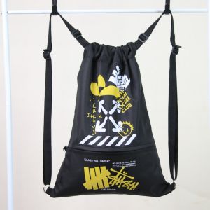 (Bisa COD) Tas Serut Anti Air Water Proof String Bag / Draw String / Gym Sack Tas Olahraga Pria Kekinian Motif Anti Social Club