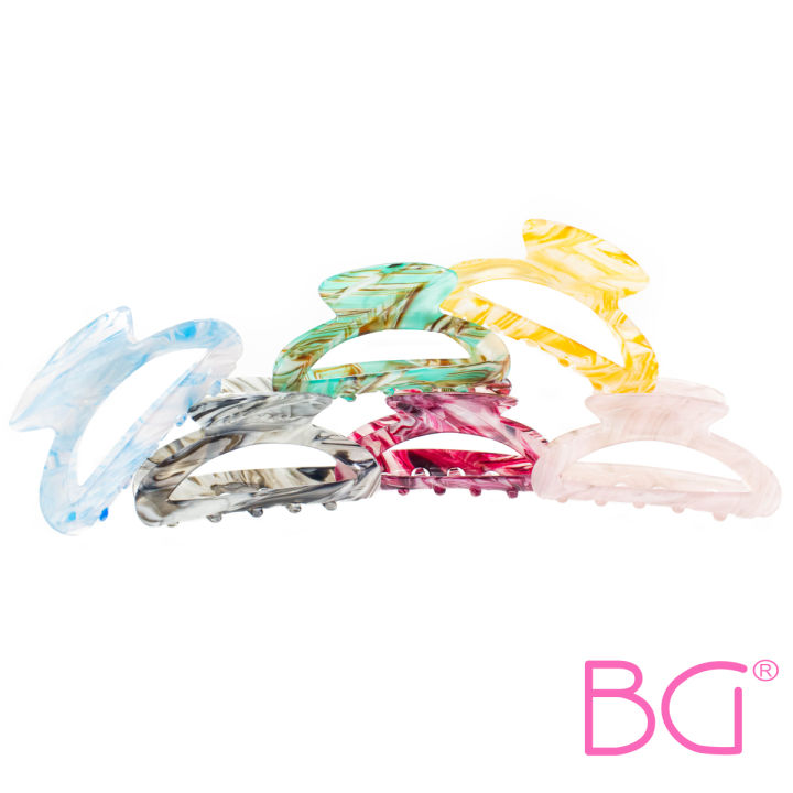 BROADWAY GEMS Hair Clamp Acrylic Printed Marble Design Half Circle w