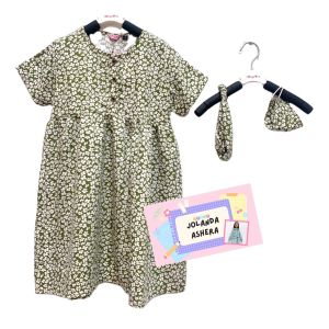 DRESS ANAK PEREMPUAN BAHAN SHAKILA BUNGA UMUR 4 - 16 TAHUN BLUS ANAK FREE BANDANA MASKER FREEONGKIR COD