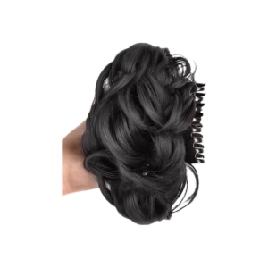 QUESU Claw Clip Synthetic Messy Bun Ponytail Extensions Scrunchie-style Lazy Flower Bud Bun Fashion Fluffy Wavy Curly Hair Piece Women