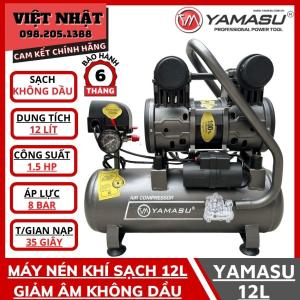 Máy nén khí sạch giảm âm không dầu Yamasu 12L công nghệ Nhật Bản dung tích bình chứa 12 lít nạp hơi nhanh động cơ khỏe 100% dây đồng - Điện máy Việt Nhật
