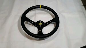 Stir Racing Import OMP Carbon Celong 14 Inchi List Kuning Palang Hitam