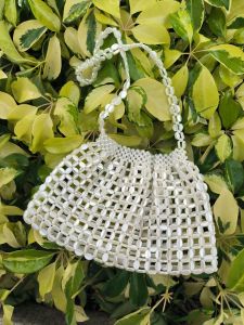 กระเป๋าเคลือบเงินแบบใหม่ขายดีข้ามพรมแดน กระเป๋าทอเงินขายดีที่สุด กระเป๋าสะพายยาวสำหรับผู้หญิงที่มีลูกปัด