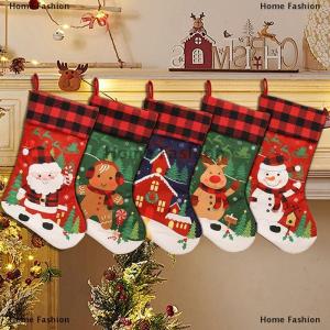[COD] Home Fashion Christmas Stockings Christmas Stocking Deer Santa Snowman Plaid Xmas Stocking Holiday Christmas Decoration For Family Kids