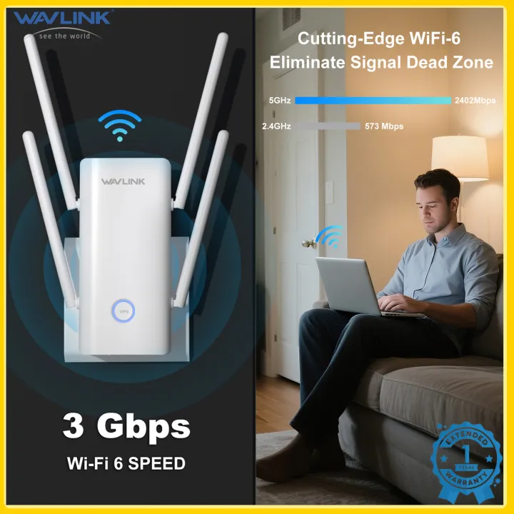 WAVLINK AX3000 Dual Band Wi-Fi 6 Repeater/AP/Router, 2025 New WiFi Amplifier with 160MHz Bandwidth, 5x5dBi Antennas, Supports Beamforming, BSS Coloring, OFDMA,