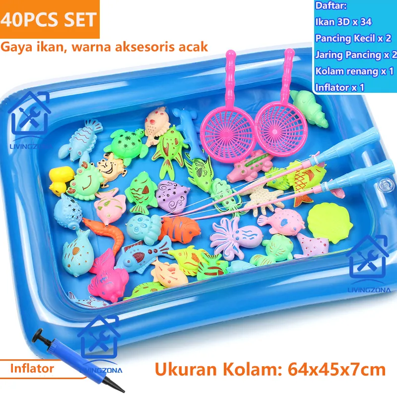 MAINAN PANCINGAN IKAN MAGNET + KOLAM / ALAT PANCINGAN MAGNET / MAINAN  PANCINGAN IKAN, Bayi & Anak, Mainan & Baby Walker di Carousell