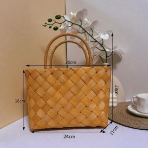 HOTOTO Sundries Organizer Hand-Woven Basket with Handle Rustic Wedding Flower Basket Vintage DIY Accessory Picnic Basket Gift