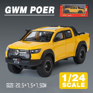 LEO 1:24 GWM POER Pickup Metal Alloy Toys Car Model Diecast Vehicle For Boys Kids Simulation Sound Light Effect Gift Hobbies Collection