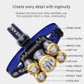 5 LED Headlamp Flashlight Super Bright USB Rechargeable Waterproof Head-Mounted Light Outdoor Emergencies and Work Projects. 