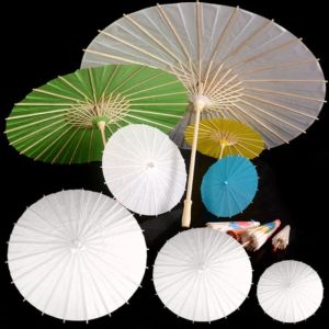 White 60/84cm Chinese Vintage DIY Paper Umbrella with Sturdy Wood Frame Blank Canopy for Wedding Decor Photo Props