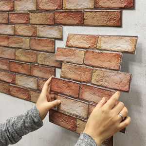 Decoration Creative 30*30cm 3D Self-Adhesive Wall Stickers Waterproof Stereo Brick Pattern Background WallPaper Heatproof Imitation Tiles Ceiling Decor Collision Avoidance Home Decoration Wall Sticker