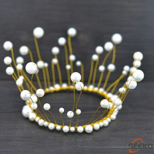 Seeko Pearl Crown Cake Topper Decor Birthday Fairy Stick Party Wedding Anniversary Crown Decoration