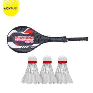 MONTANA Badminton Racket 1 Pcs + Shuttlecock 3 Pcs Raket dan Kok Bulu Tangkis TRB1S