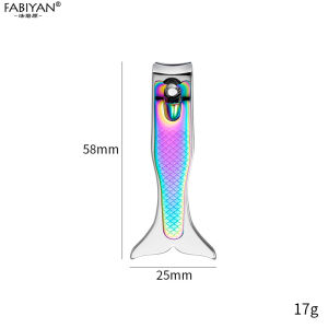 Nail Clippers Mermaid Shape Flat Mouth Nail Cutter With Inner Nail File Stainless Steel Fingernail Cutter Manicure tools