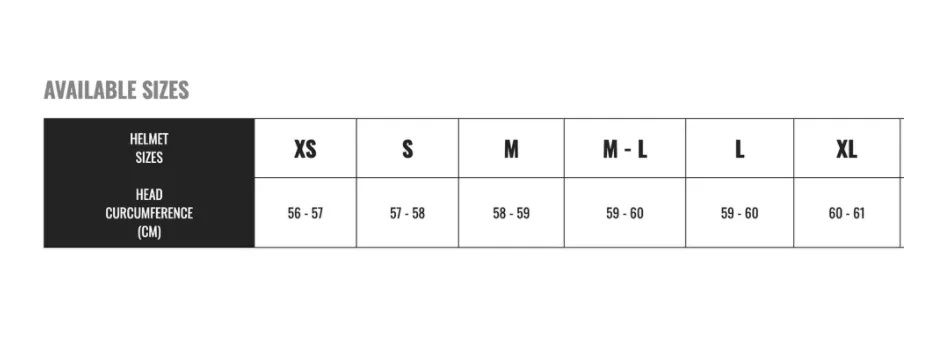 Nhk helmet hot sale size chart