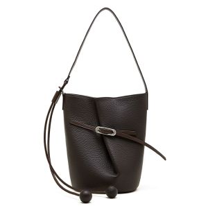 BeeGreen Women Genuine Leather Shoulder Bag Fashion Bucket Bag Elegant Commuter Underarm Bag Versatile Crossbody Bag