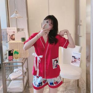 CP Mall [NEW ARRIVAL] Women Premium Quality Comfortable Satin Short Sleeve and Short Pant Kimono Type Casual Wear Sleepwear Nightwear Pajamas Pyjamas Set Baju Tidur with Free Eye Mask S1185 (with 4 design  optional)