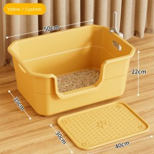Cat Litter Box Large Capacity Cat Litter Pan Large Space Convenience Grips Litter Box