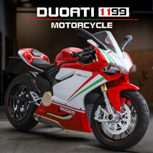 【RUM】1:12 Scale Ducati 1199 Alloy Motorcycle Model Light & Sound Effect Diecast Car Toys for Boys Birthday Gift Kids Toys Car Collection