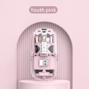 225HOCO M7 Bluetooth Wireless Transparent Mouse 2400 DPI USB Rechargeable Mute Mouse 2.4G Three-Mode Gaming  office Mouse Full Body Transparent Design With RGB Light Type-C Charging For PC Laptop Notebook For Desktop