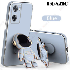 Roazic Cho Oppo A57 4G A77S vỏ điện thoại Với Phi Hành Gia Chủ Thẳng Mạ Cạnh Vỏ silicon mềm Ốp lưng đứng
