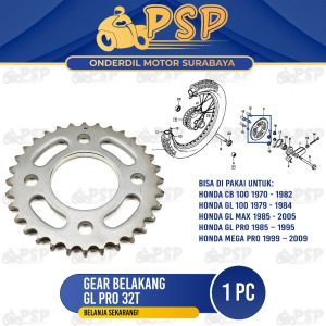 Ger Belakang GL Pro 32 T - Gear Gir Gigi Belakang Honda CB 100 GL 100 GL Max Mega Pro Neotech Tiger
